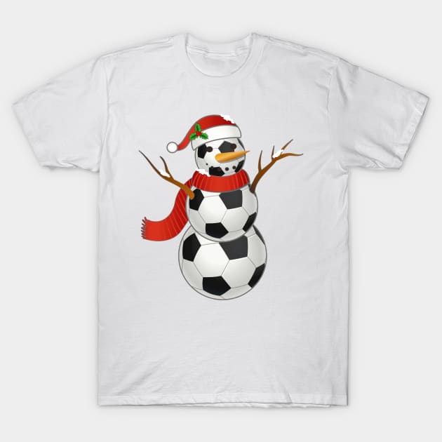 Soccer Santa Hat Snowman Christmas Lights Funny Xmas Squad T-Shirt by KhanhVan